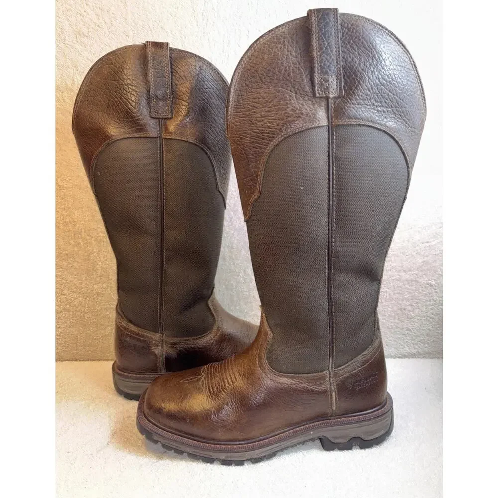 Women Size 9 B Ariat Quickdraw Snake Boots Brown Leather Cowboy Western